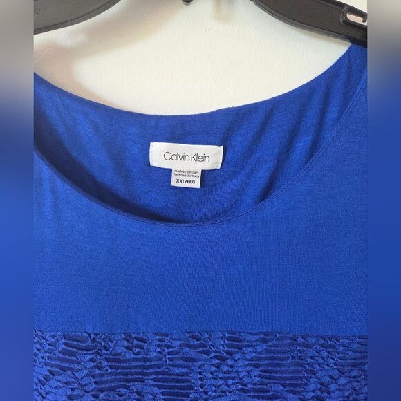 Calvin Klein Cobalt Blue Plus Size XXL Formal Shirt Blouse Top Office Teacher - Picture 3 of 7